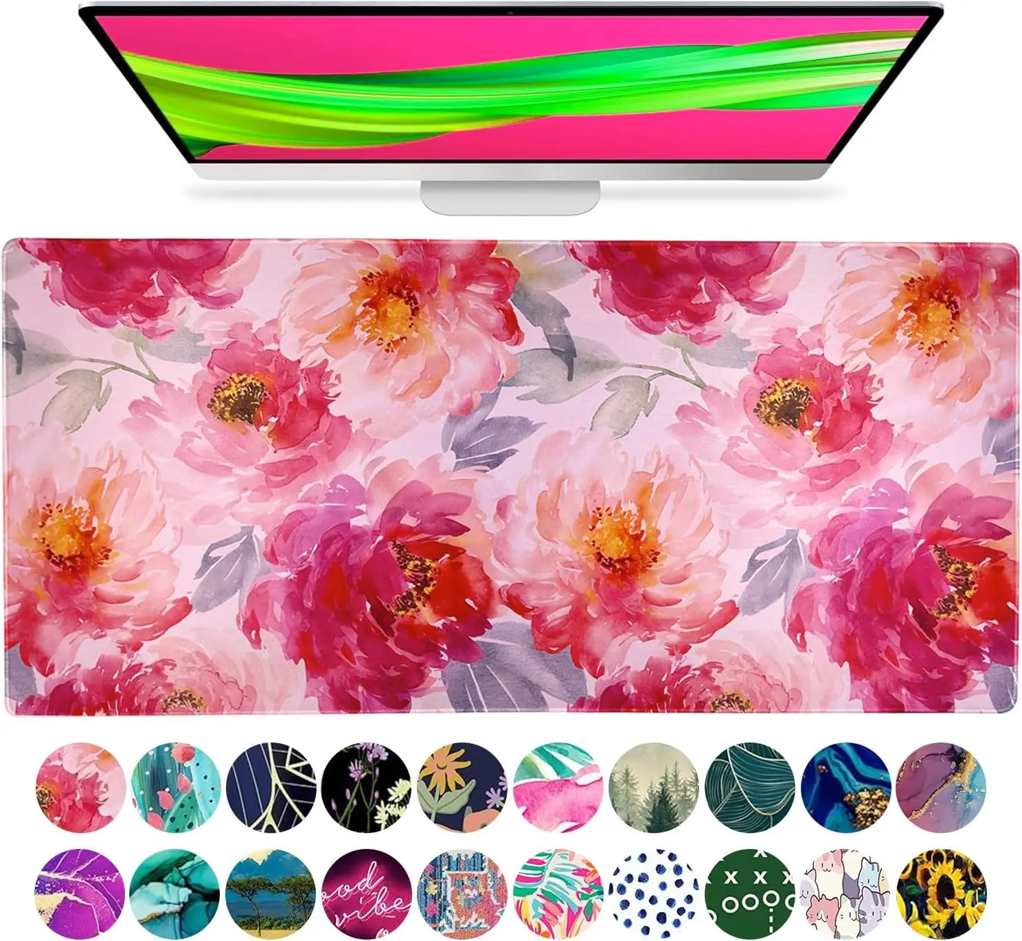 

Large Mouse Pad Desk Mat 15x30 Inch Floral Extended Desk Protector for Keyboard and Mouse Non-Slip Office Workstation