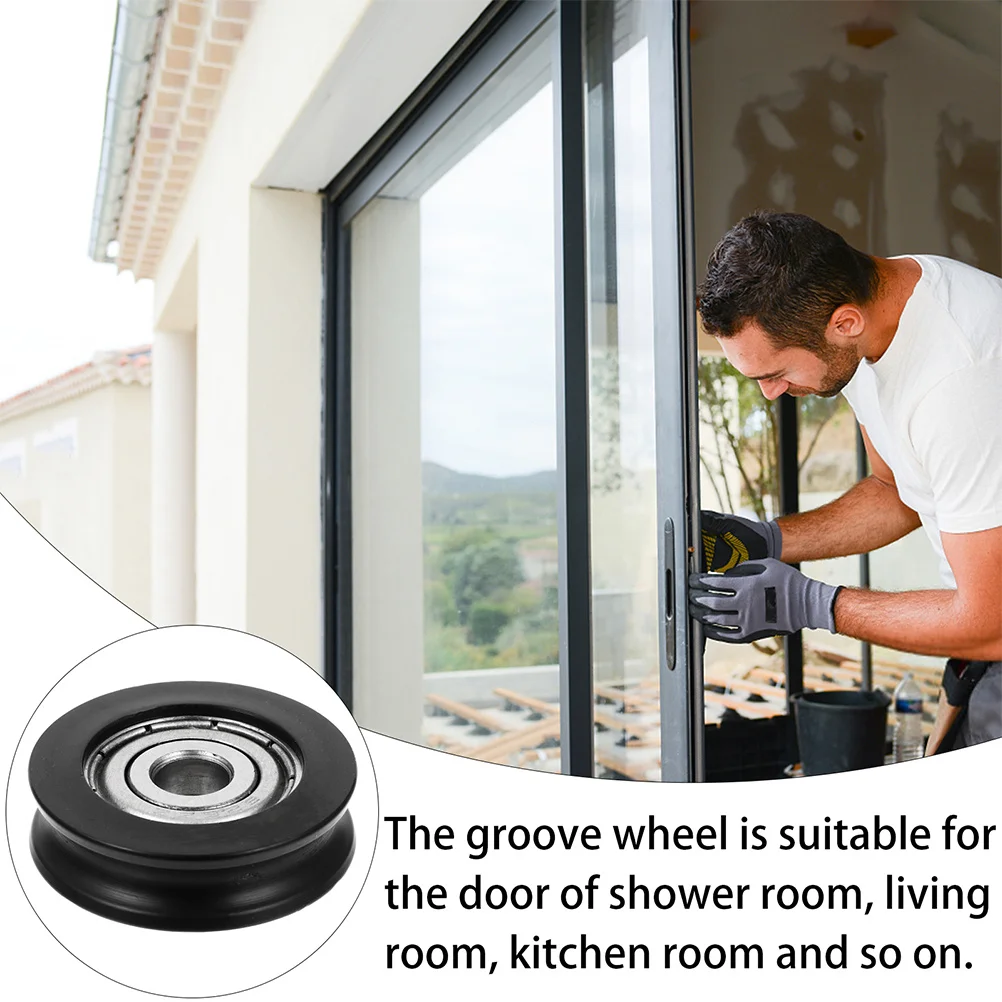 Polia de rolamento para porta deslizante, 4 unidades, rolo resistente com sulco em u, roda de pista, portão deslizante, polia de corda