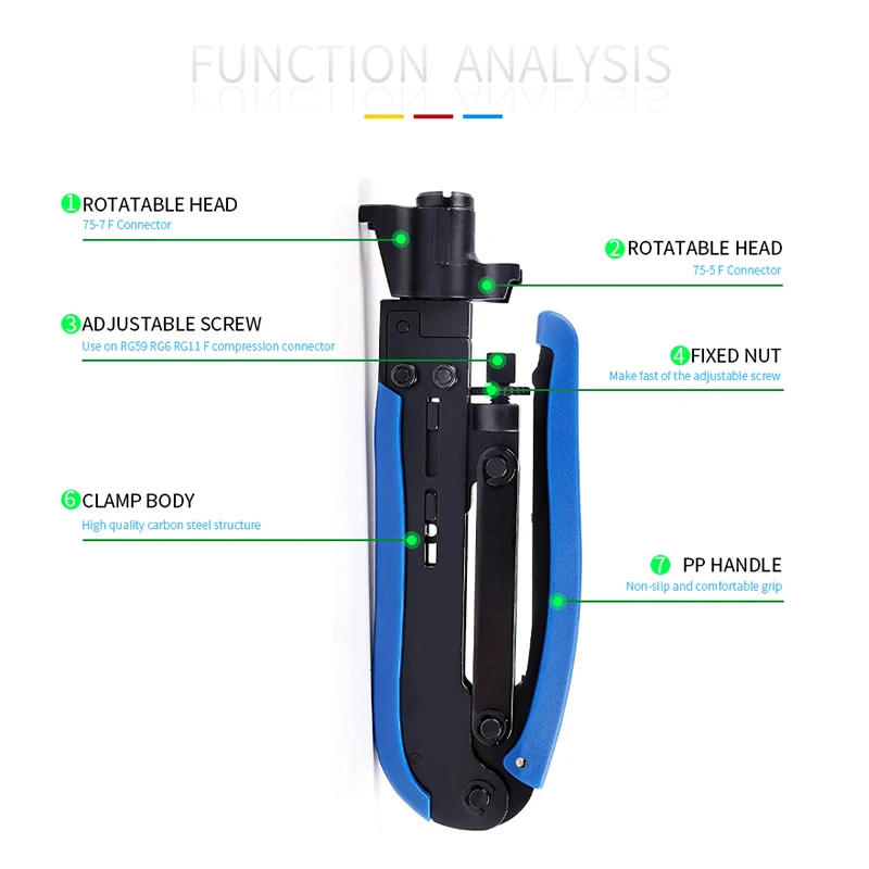 O50 F Connector Crimping Pliers Coax Compression Tool Coaxial Cable Cold Press Clamp RG59 RG6 Cable TV Crimper Tool