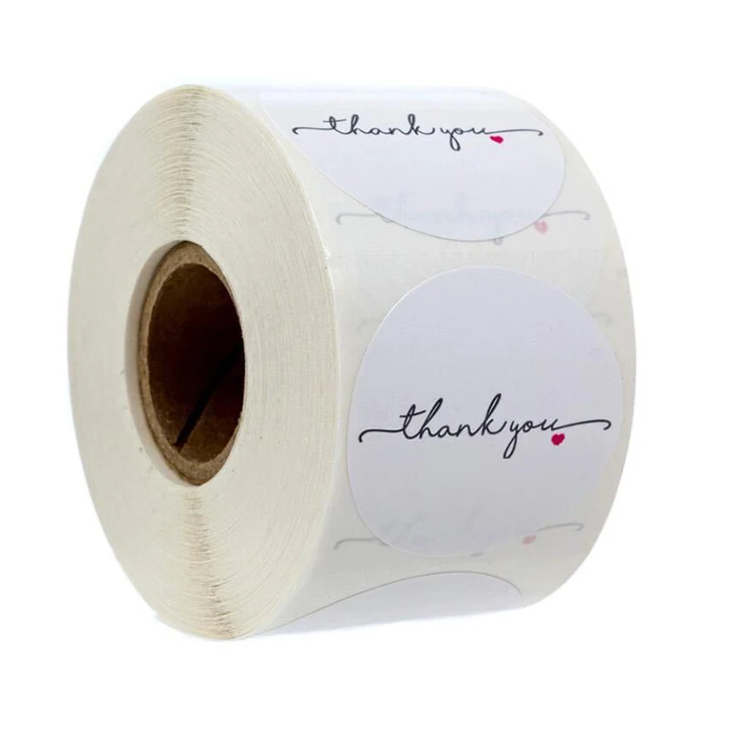 White Paper Label Sticker Thank You Sticker Scrapbook 1 Inch 100-500pcs Wedding Envelope Seal Handmade Stationery Sticker