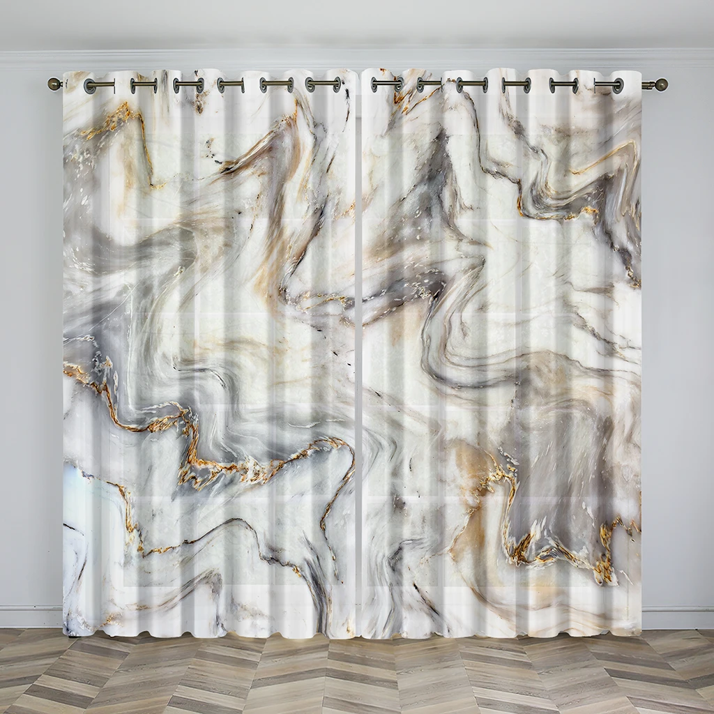 

Light luxury marble texture environmental printing living room bedroom advanced home decoration curtain fabric two panels