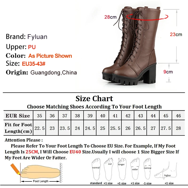 2025 جديد الخريف الشتاء البني المرأة فارس الأحذية براءات الاختراع والجلود حذاء بكعب سميك 9 سنتيمتر حذاء برقبة للركبة جولة تو الدانتيل يصل أحذية السيدات #4