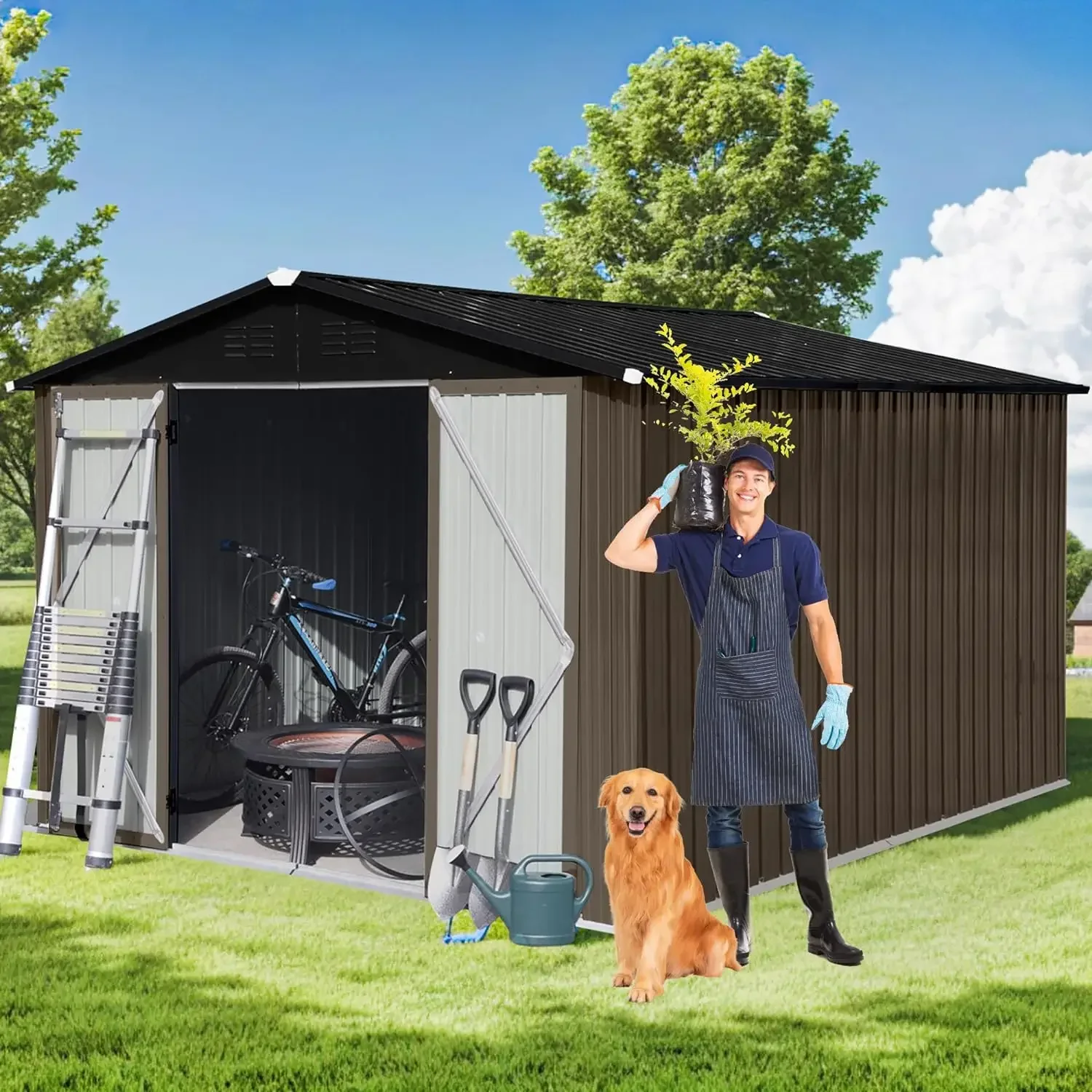 

Storage Shed Outdoor Garden Shelter Garden Tool Sheds for Backyard Patio Lawn Large Outdoor Shed With Updated Frame Structure