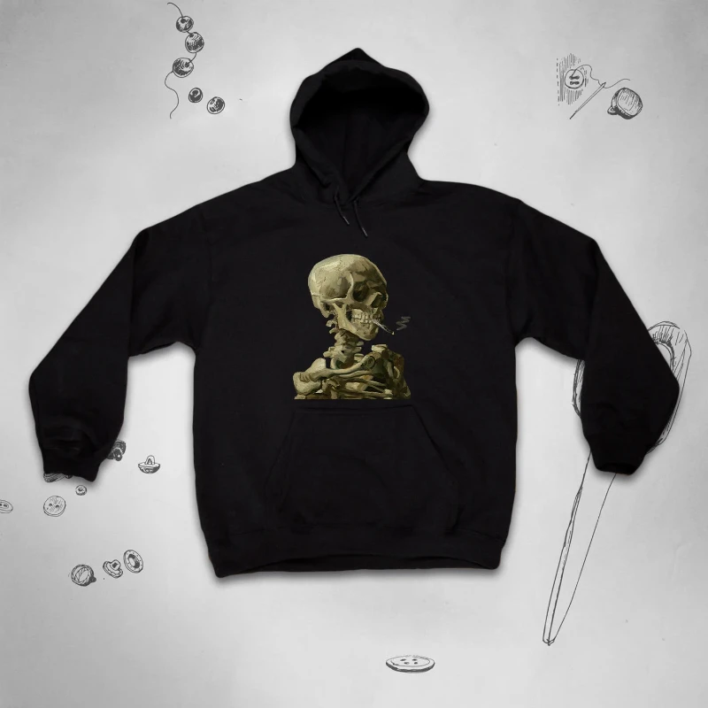

Van Gogh Hoodie for Men Women Trendy Graphic Design Aesthetic Vintage Gothic Skeleton Skull Painting Unisex Sweatshirt Gift Idea