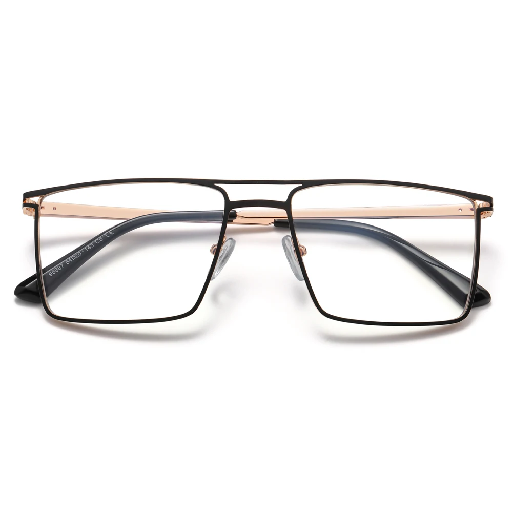 Peekaboo male fashion blue light blocking glasses for men clear lens square glasses frame optical brown black metal hot selling