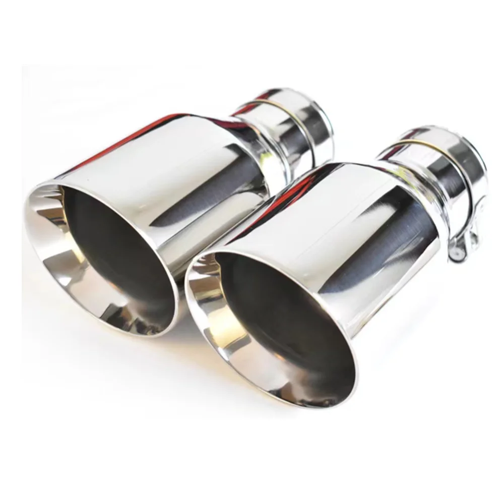 Flat  Exhaust Tip 66mm 76mm  Inlet  4 inches Outlet Polished Stainless Steel Exhaust Tip  Car Tailpipe