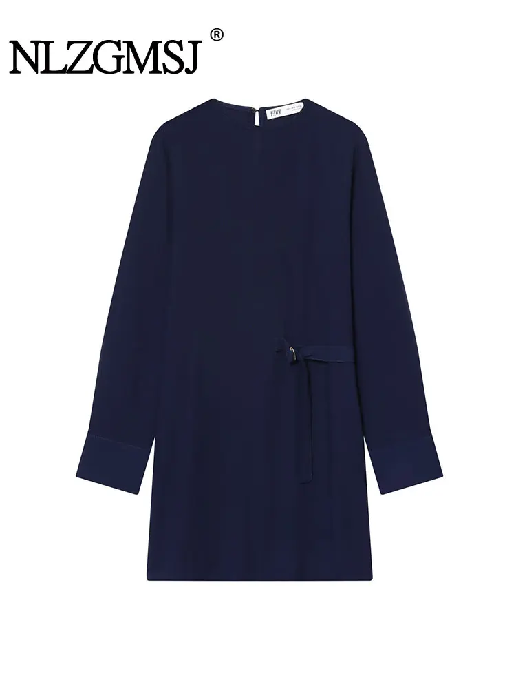 NLZGMSJ Y2K Fashion Women Asymmetric Ruffles Dress 2025 Autumn Long Sleeve Loose Extreme Short Mini Party Dress