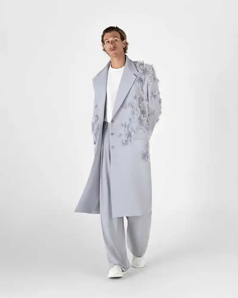 Luxury Men Overcoat 1 Piece Blazer 3D Appliques Notched Lapel Formal Occasion Groom Wedding Coat Customized Trajes Para Hombre