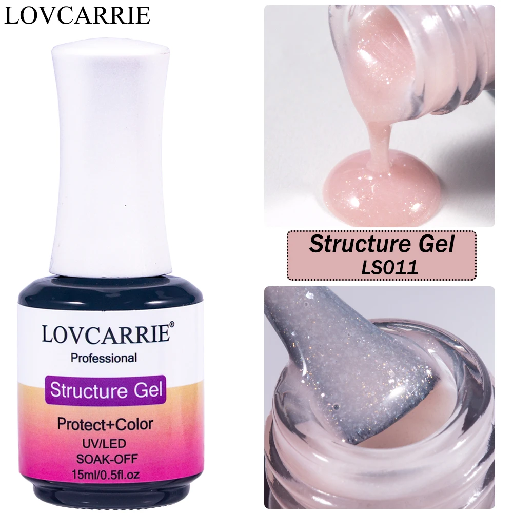 

LOVCARRIE Shimmer Structure Base Gel Polish Natural Beige Glitter Professional UV LED Salon Nails Art Semi Permanent Adhesive
