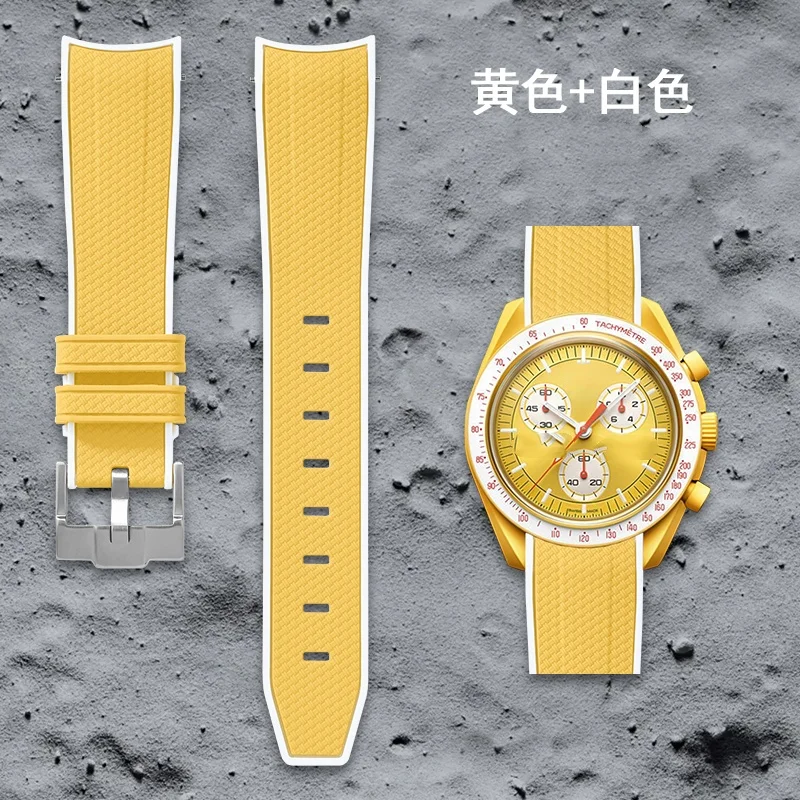 Schnellwechsel-Armband aus Silikon, 20 mm, für Omega, Swatch MoonSwatch, Rolex, gebogenes Taucherarmband, elastisches Gummi-Uhrenarmband. – Detail 11