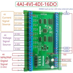 24CH Digital Analog Mixed Acquisition Module RS485 Remote I/O Module 0-20MA 4-20MA 0-10V 0-30V Current Voltage ADC Collector