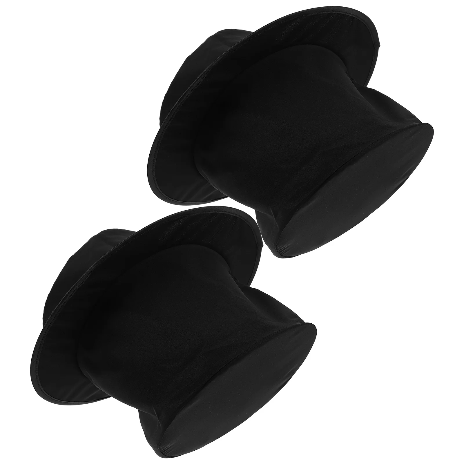 2Pcs Collapsible Black Magician Top Hat Costume Party Hat Stage Tricks Masquerade Christmas Carnival Victorian Costume Hats