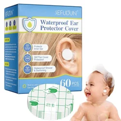 60 Pieces Baby Shower Ear Stickers Baby Shower Swimming Waterproof Ear Stickers One Time Ear Protectors for Showering Bathing