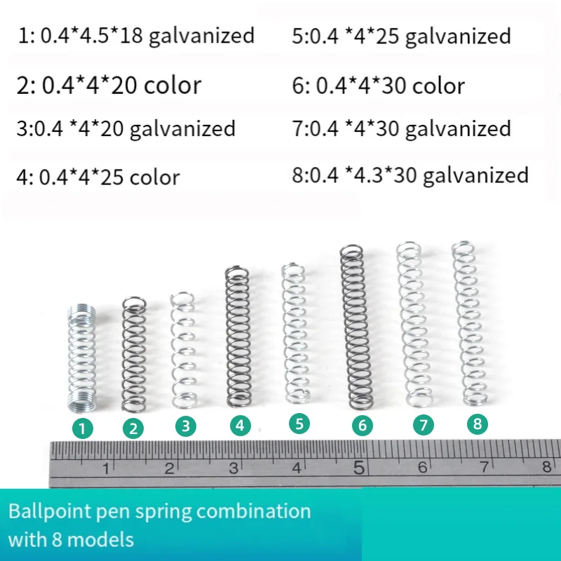 Ballpoint Pen Filled With Small Spring Compression Spring Wire Diameter 0.4 OD 4/4.3/4.5 18-30 Length Alloy Steel Galvanized - Image 3