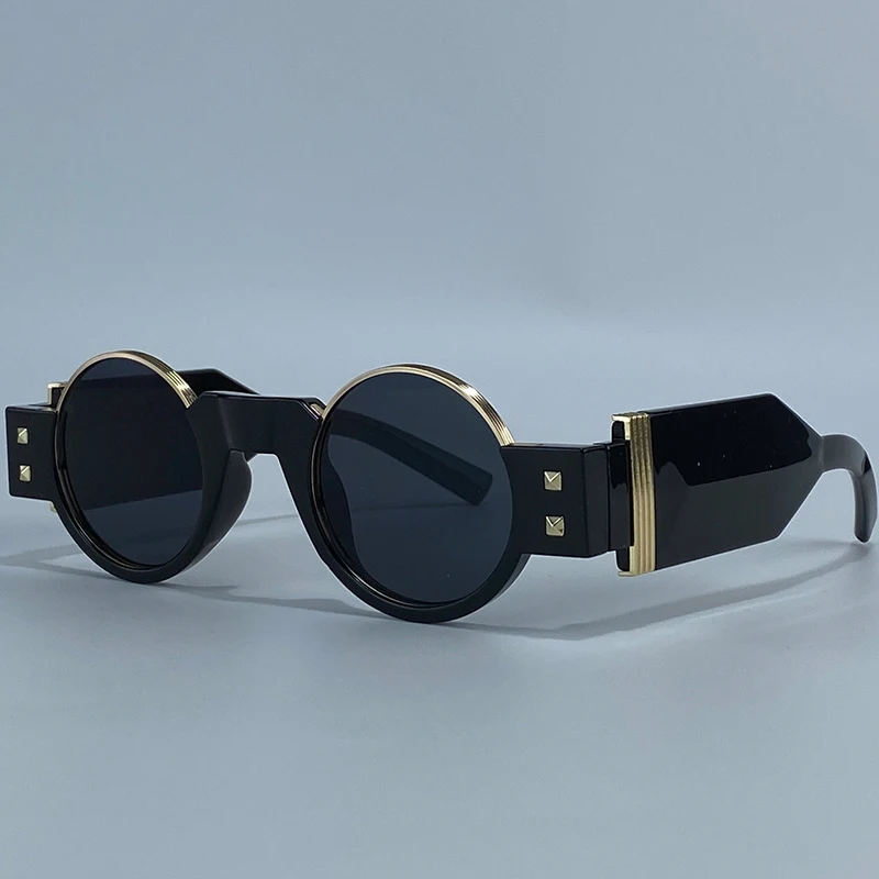 Kleine Runde Steampunk-Sonnenbrille für Herren 2026 Luxusmarke Y2K Punk Sonnenbrillen für Männer Retro Fahrbrille UV400 Schutz – Detail 9
