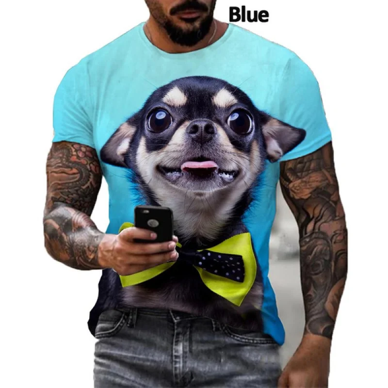 Fashion Men/women Funny Dog 3d Print T-shirt Casual Chihuahua Round Neck Short Sleeved Hiphop Tee Tops