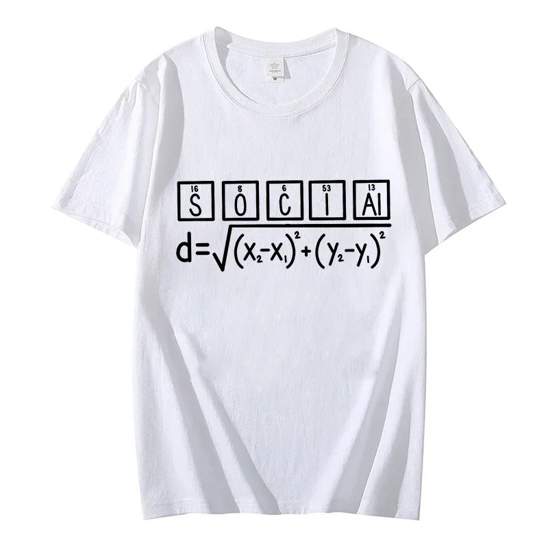 2024 T Shirt Men Summer Tops Tees Male Social Distance Periodic Table and Distance Formula Retro Style Funny Space Science Shirt