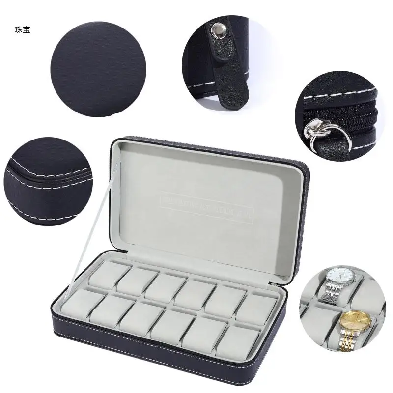 X5QE 12 Bit Watch Travel Box with Soft Felted Interior for Holding for Smart Watc