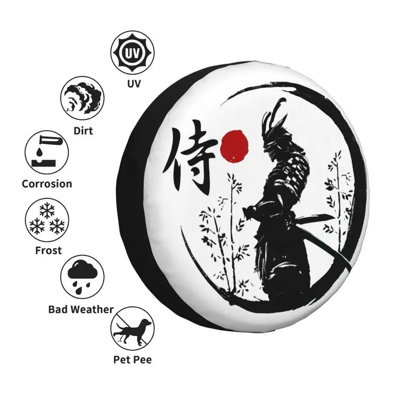 Custom Japanese Samurai Warrior Tire Cover 4WD 4x4 Trailer Katana Spare Wheel Protector for Toyota RAV4 Prado 14\