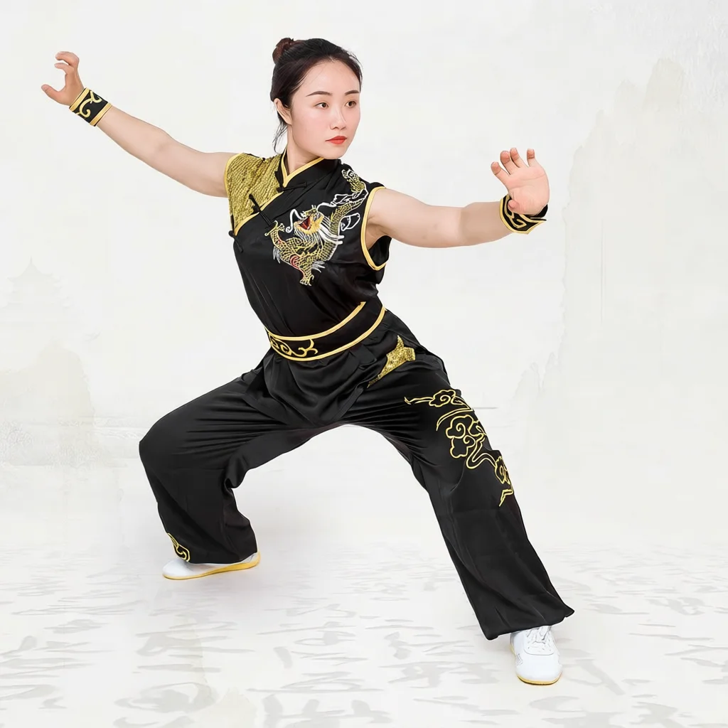 Custom Martial Arts Uniform Kung Fu Suit with Dragon Embroidery Southern Fist Long Fist Reinforced for Kung Fu Forms Competition