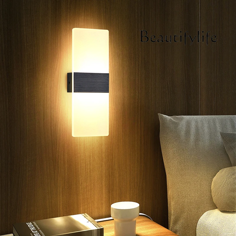 Wall lamp bedroom bedside lamp modern minimalist aisle Nordic creative living room background wall high sense