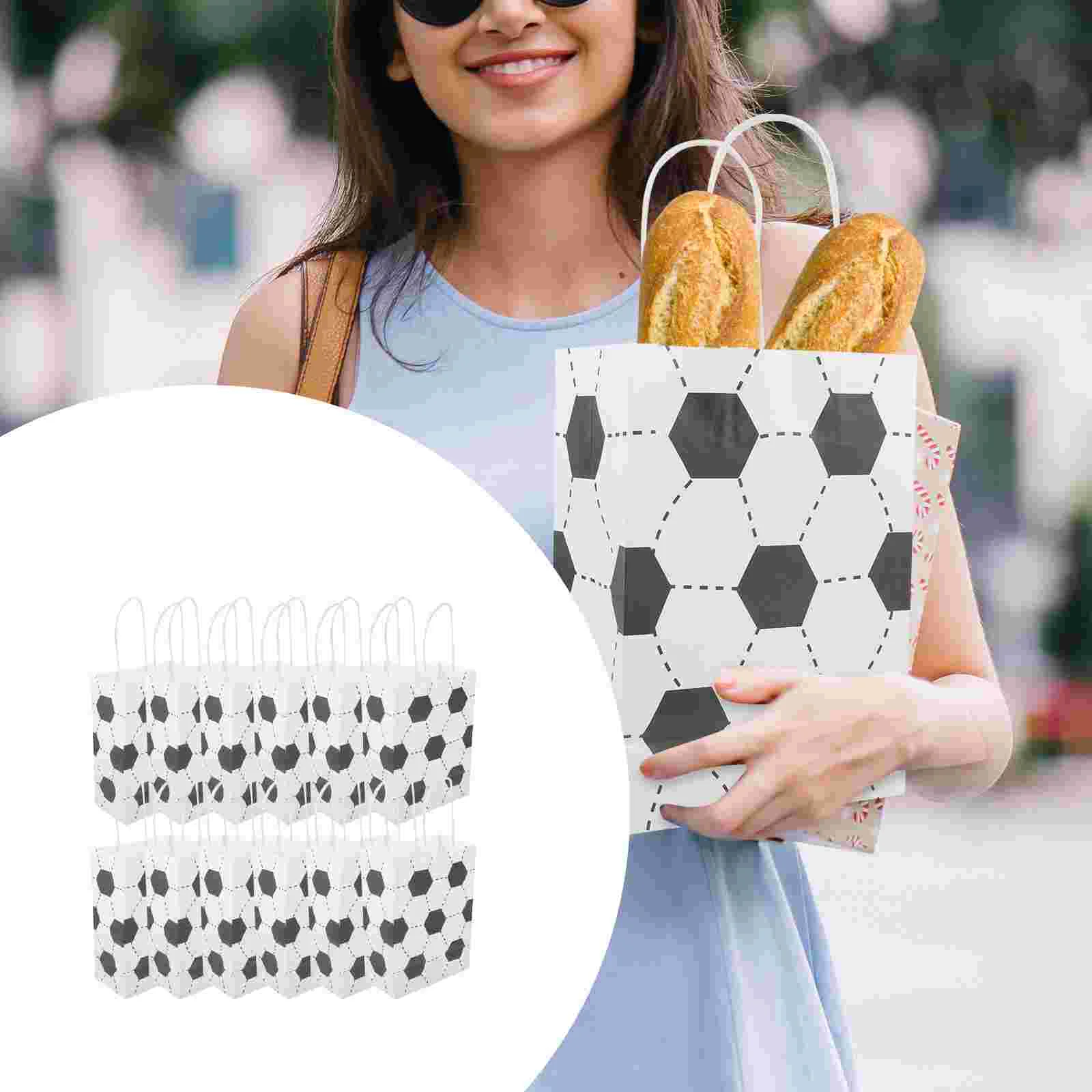 

12 Pcs Football Paper Bag Flower Pattern Bags Gift Packing Soccer Treat Tote for Portable