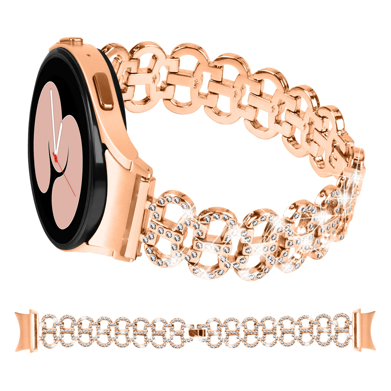 No-Gap Diamond Strap For Samsung Galaxy Watch 6 5 Pro 5 4 44mm 40mm Stainless Steel Gourd Bracelet Band for Watch 4 Classic