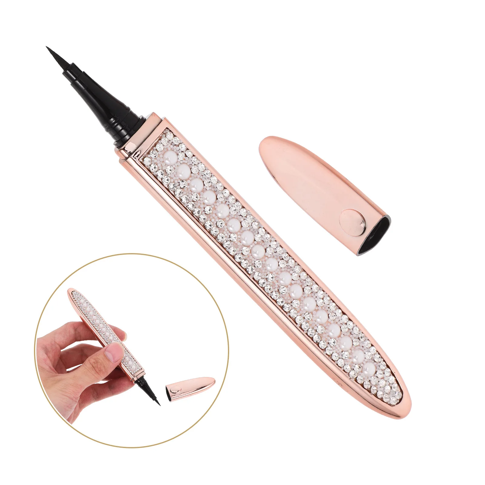 

No Blooming Self-Adhesive Eyeliner Thin Nib Diamond Sparkling Shell Long-Lasting Liquid Eye Liner Pen