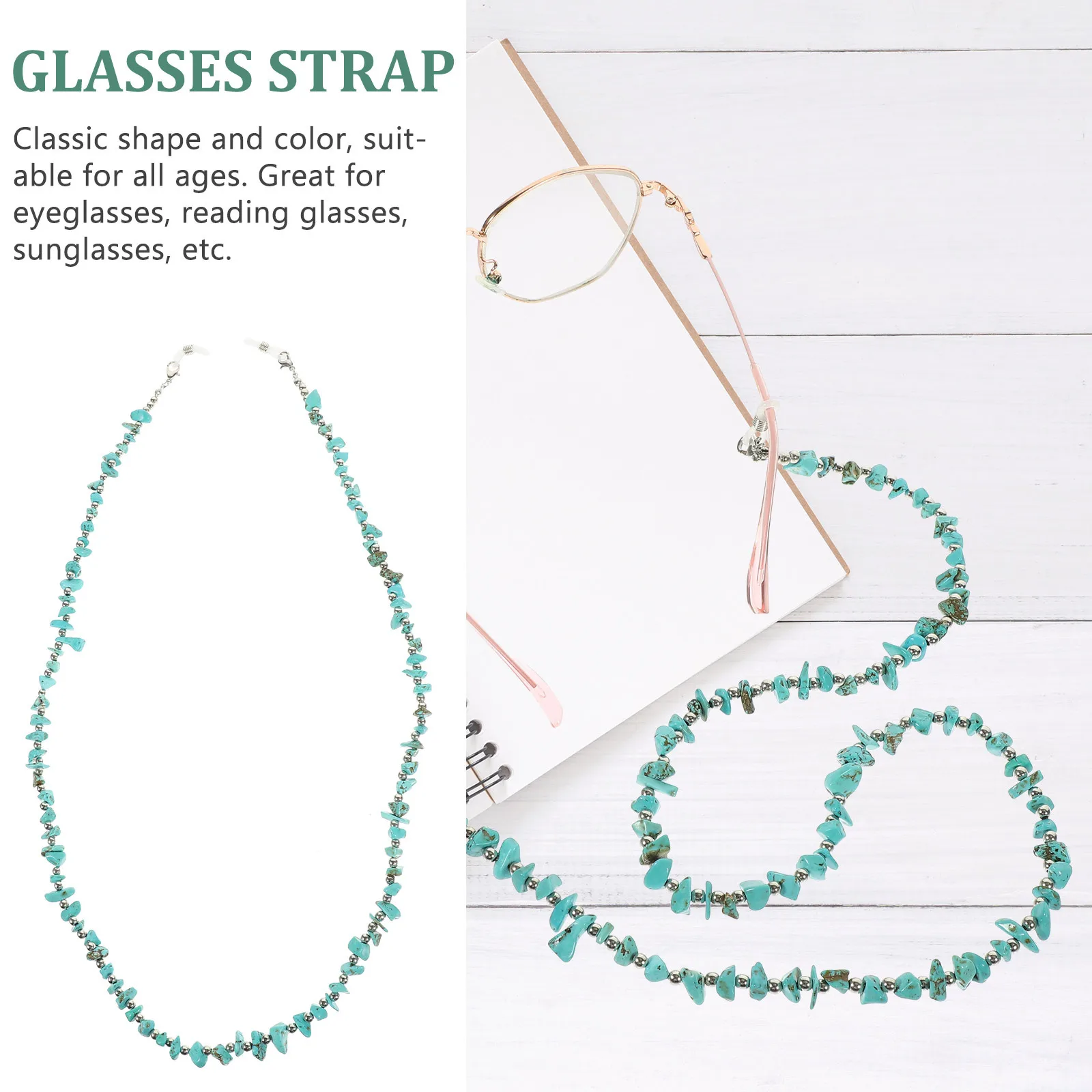 

Anti-Slip Eyeglass Chain Irregular Turquoise Beading Necklace Holder for Most Glasses Easy to Use Stylish Eyewear Lanyard
