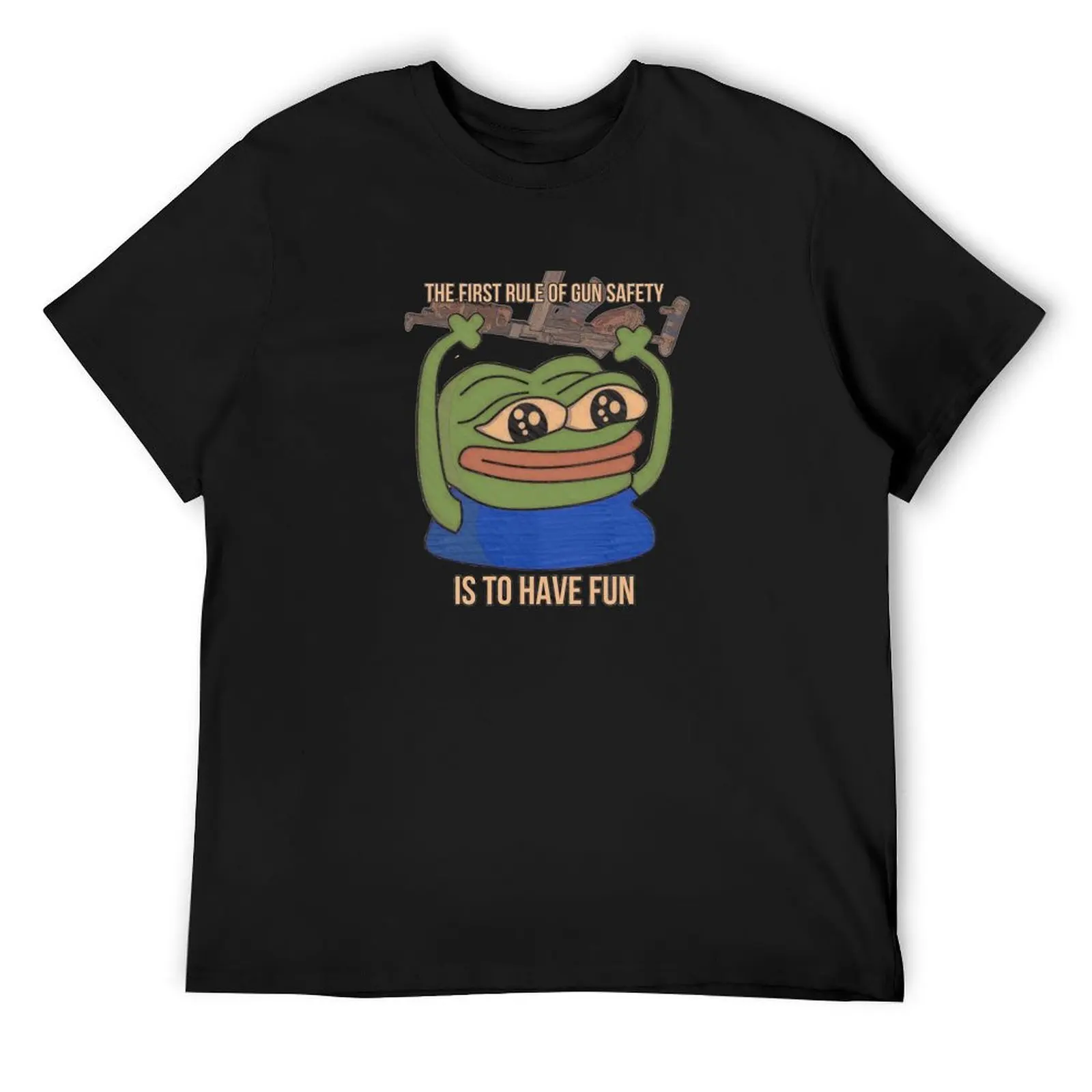 Pepe Gun Safety T-Shirt Short sleeve tee kawaii clothes blue archive shirts graphic tees plain black t shirts men