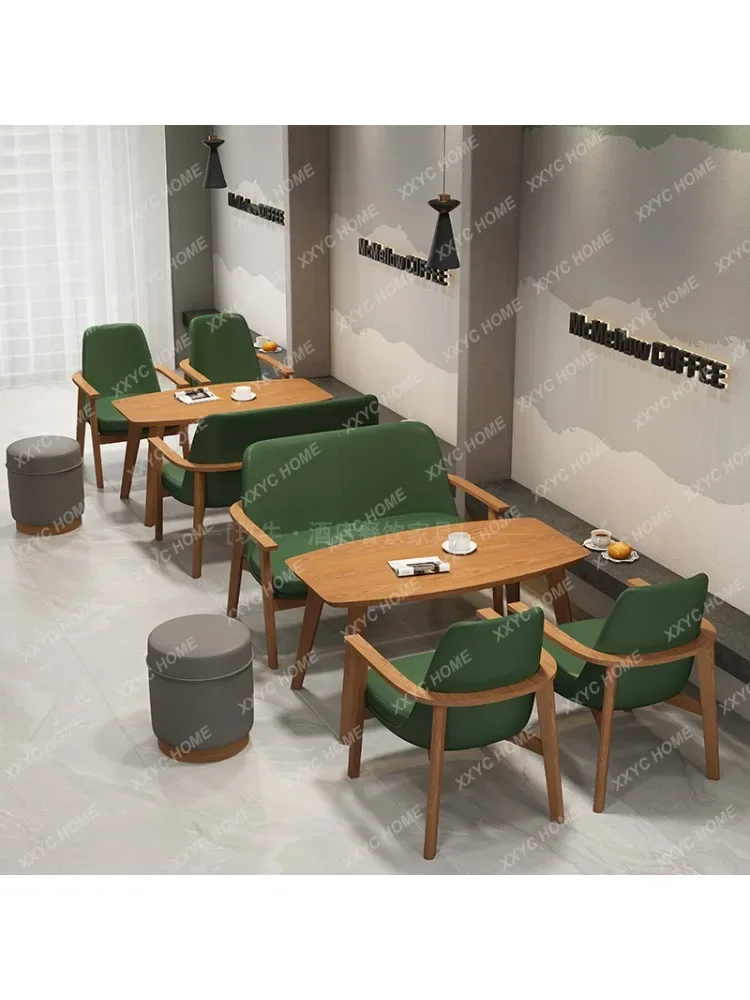 Cafe table and chair combination leisure negotiation book bar Water bar clear bar milk tea shop restaurant against the wall