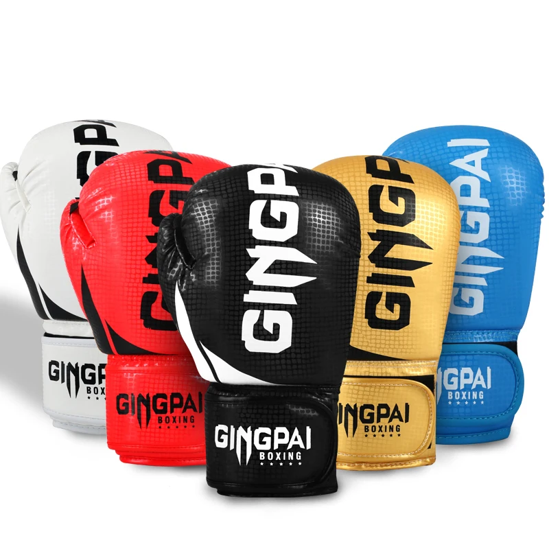 GINGPAI 6oz 8oz 10oz 12oz Adult Men\'s Women\'s Kids Boxing Gloves PU Leather MMA Muay Thai Sanda Professional Fighting Gloves