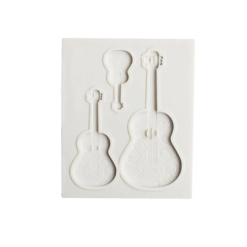 3D Musical Note Silicone Cake Mold Ice Cubes Candy Jelly Ice Tray Mold Guitar Fondant Chocolate Baking Cake Clay Gumpaste Molds