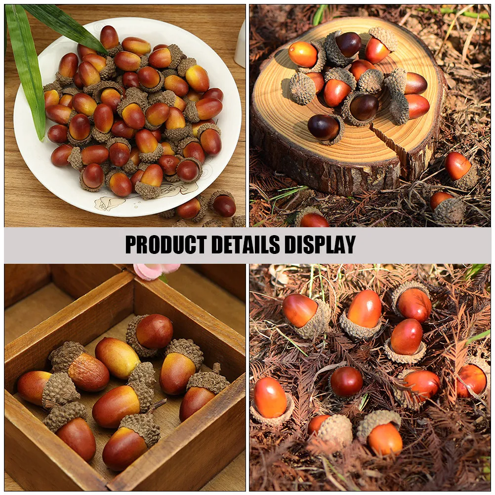 40Pcs Artificial Acorn Ornaments Realistic Simulation Acorns for Christmas Wreaths Home Decor Photo Props DIY Crafts Decoration