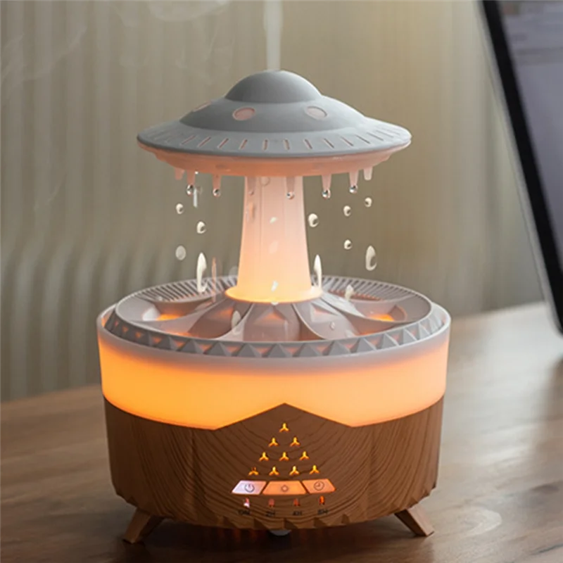 A59E-Rain Cloud Night Light Nawilżacz z dźwiękiem kropli wody deszczowej i 7-kolorowym dyfuzorem olejków eterycznych LED, łatwa instalacja