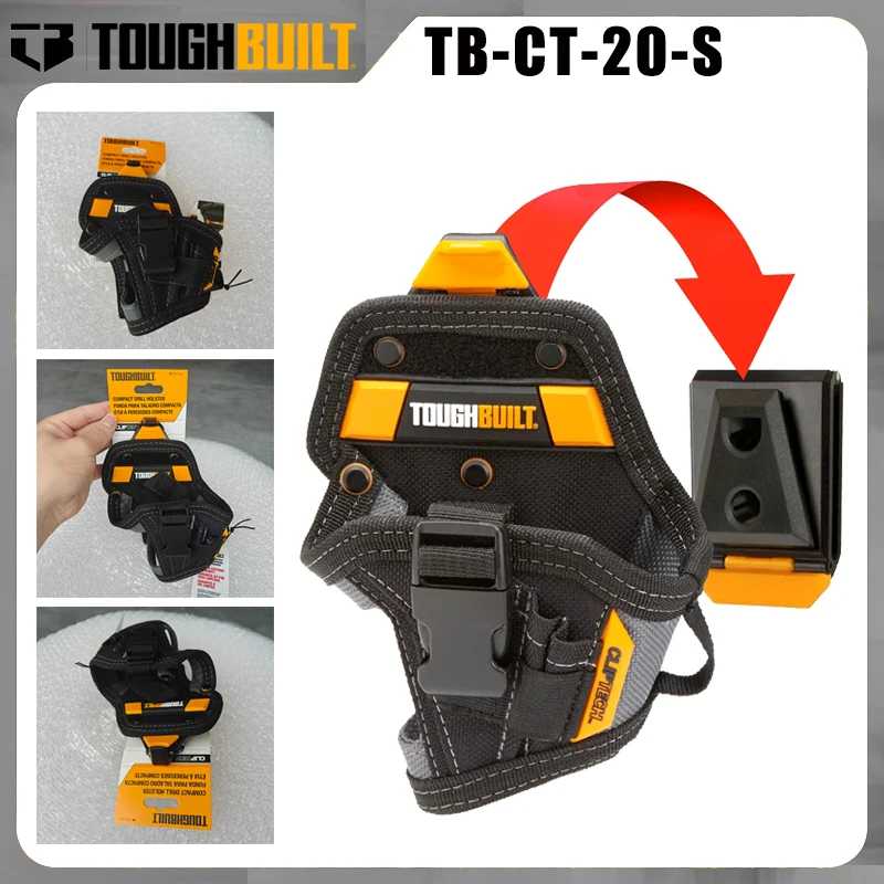 TOUGHBUILT TB-CT-20-S Professional Cordless Drill Holster ClipTech Quick Attach Heavy Duty Compact Drill Holder with Tool Pocket