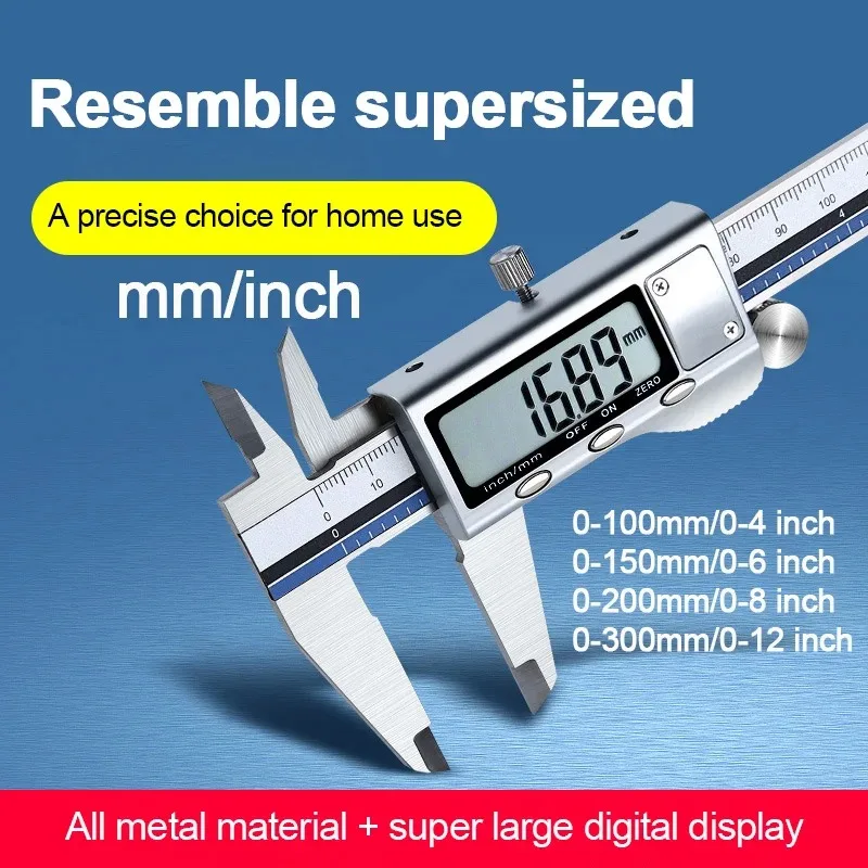 Stainless Steel Digital All Metal Vernier Caliper High Quality Electronic Caliber Measuring Tool Ruler Gauge 100/150/200/300mm