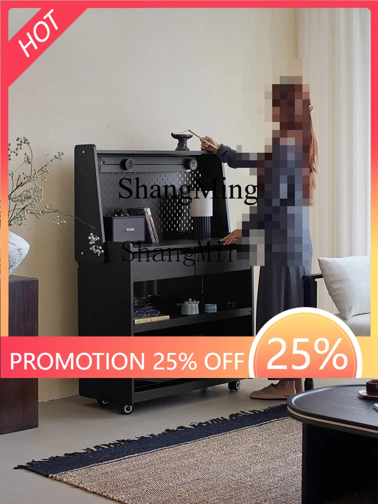 

CL Sandalwood Used Solid Wood Removable Dining Side Wheeled Sofa Sideboard Integrated Storage Coffee and Tea Cabinet