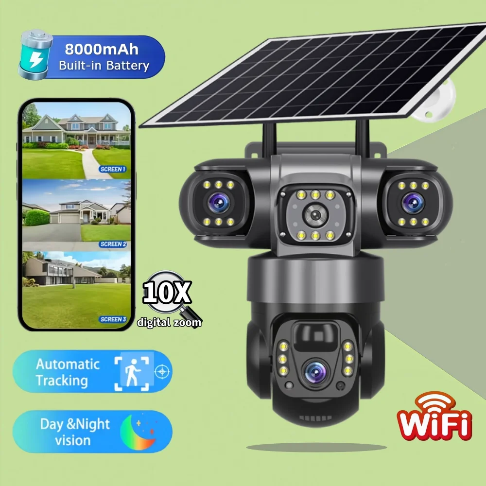 

V380pro Wireless Security Camera V380Pro Outdoor WiFi IP Monitor Solar-Powered, 15MP PIR Motion Sensor Battery Security CCTV Cam
