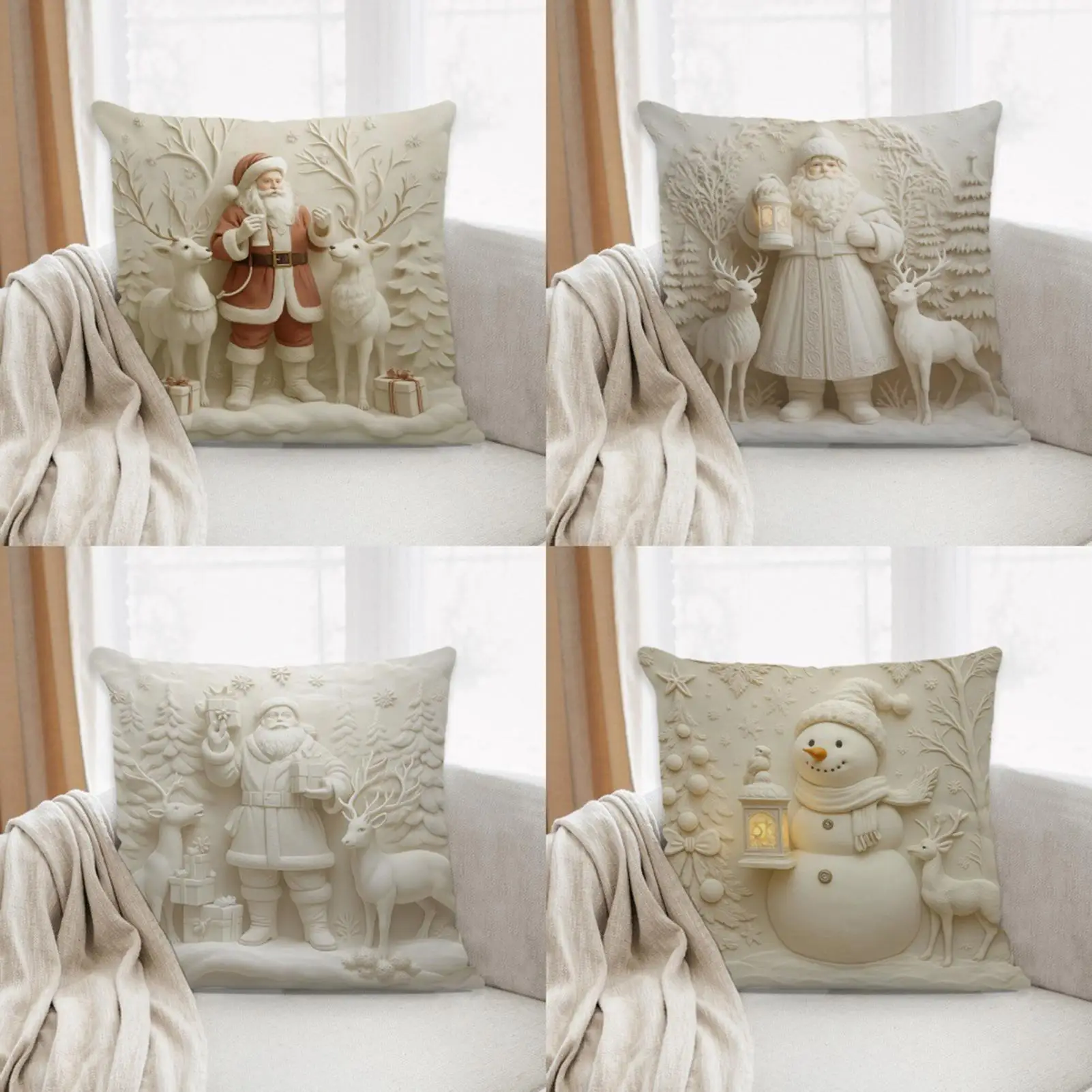 4 قطعة عيد الميلاد وسادة تغطي 45x45 سنتيمتر سادات عيد الميلاد رمي وسادة تغطي للمنزل 2025 عيد الميلاد أريكة الأريكة هدايا السنة الجديدة 2026 #2