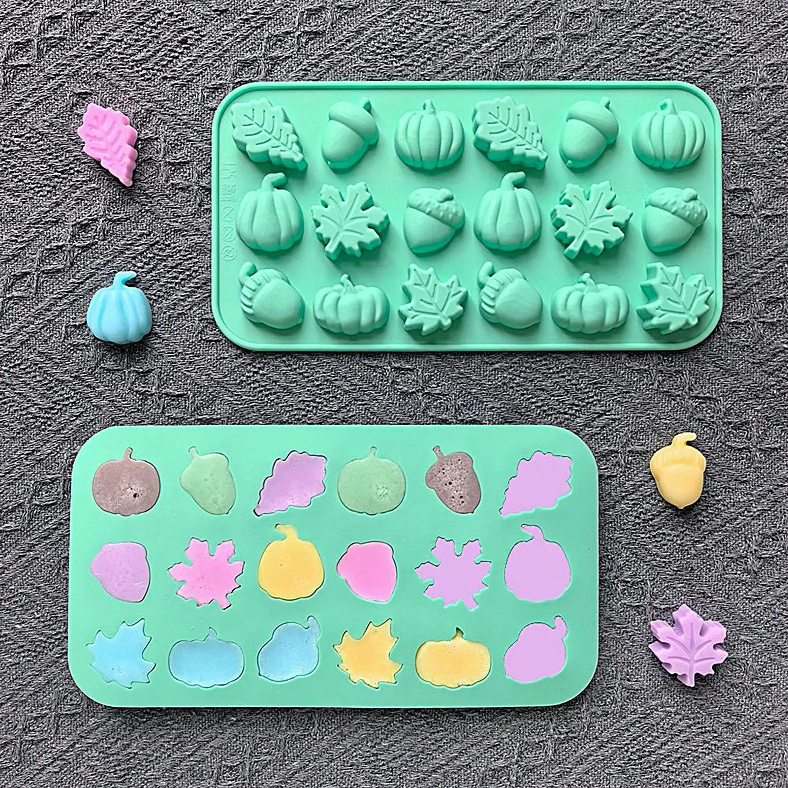 Mini Silicone Fall Soap Candy Mold 18 Cavity Maple Leaves Pine Cone Resin Fall Mould for Chocolate Candies and Resin Crafts