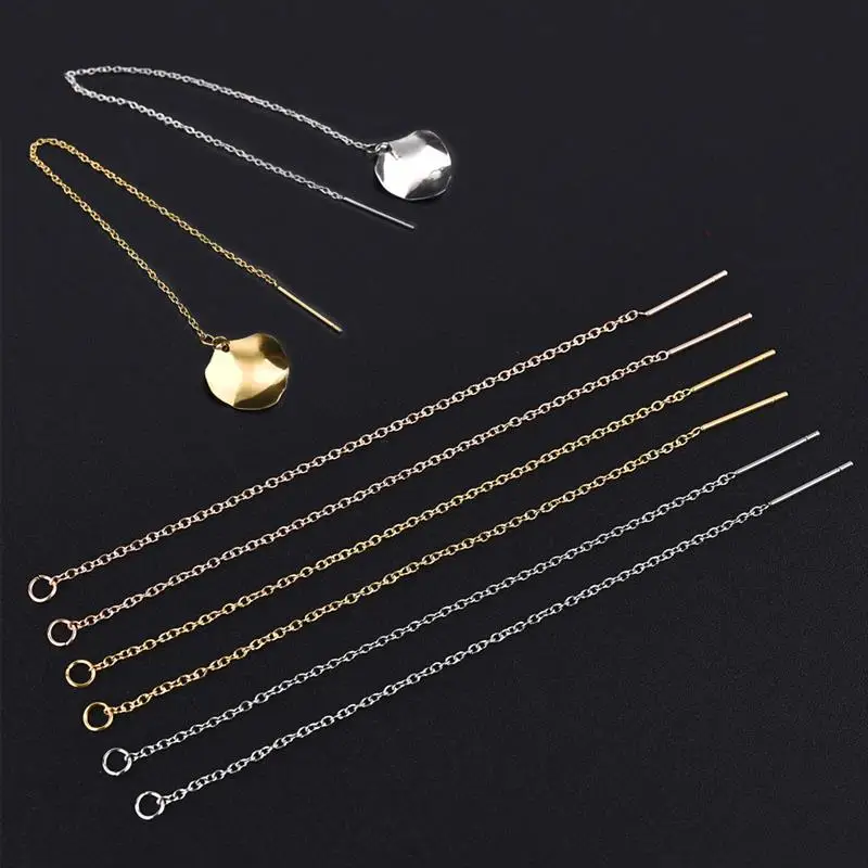 10 Stücke Gold Lange Quaste Kette Edelstahl Tropfen Ohrringe Ohr Linie Ohrring Kette Zubehör Für DIY Schmuck Machen Erkenntnisse