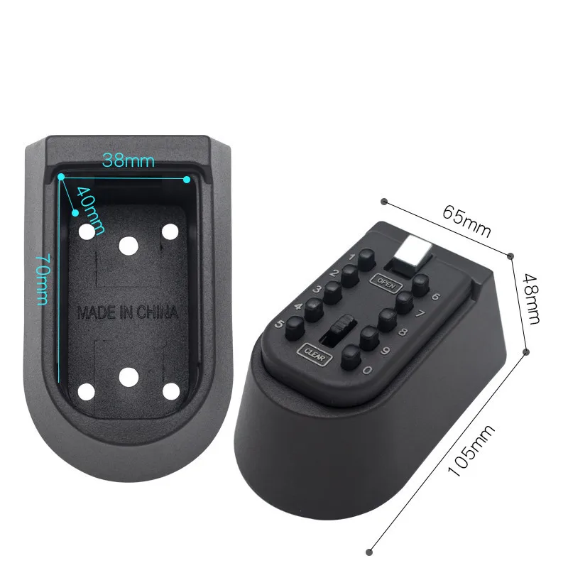 Key Safe Box 10 Digit Push Button Combination Lock Wall Mounted Key Storage Lock Safe Key Holder Key Storage Box Alloy
