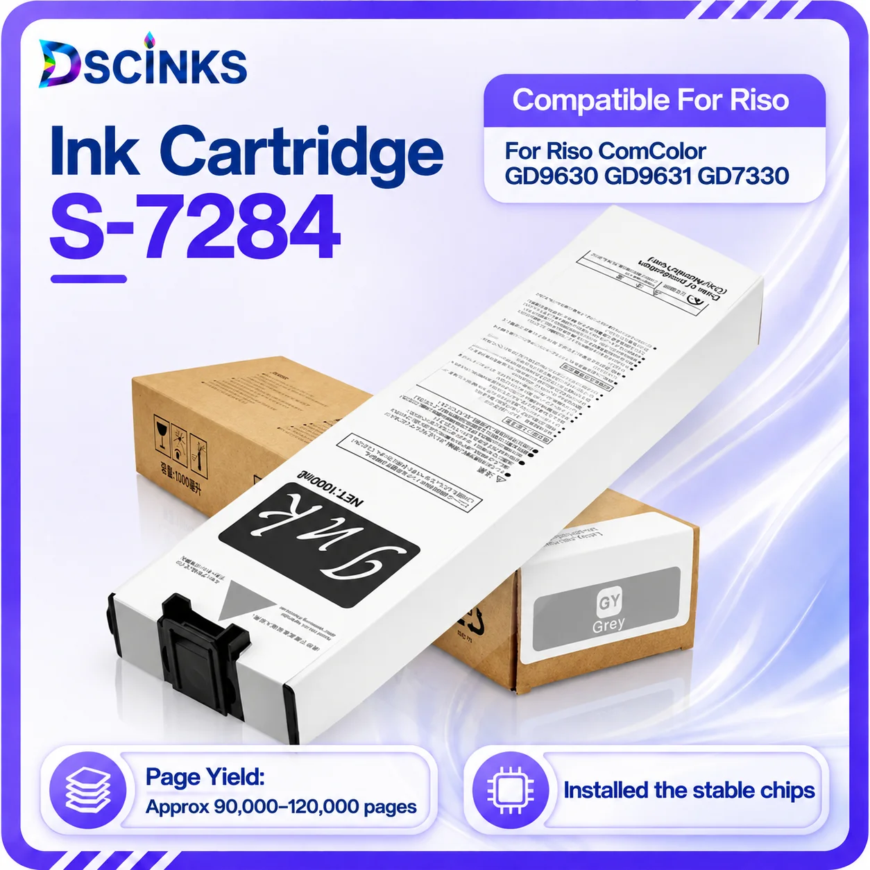 S7313 S7280 S7281 S7282 S7283 S7284 Ink Cartridges For Riso GD9630 GD9631 GD7330 Printers 1000ml Full Pigment ink Replacement