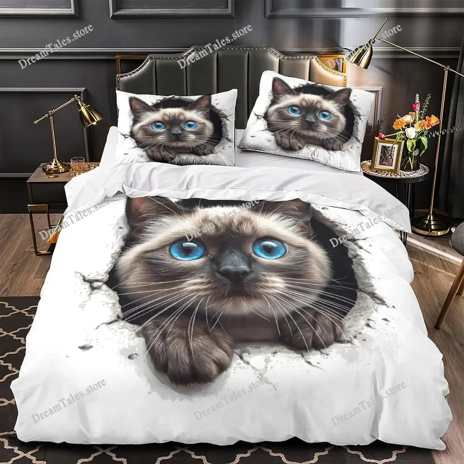 

Cute Cat Bedding Set, 3D Printed Premium Comfortable Duvet Cover Set with Pillowcase, Bedding, Children's Home Textiles, Adults7