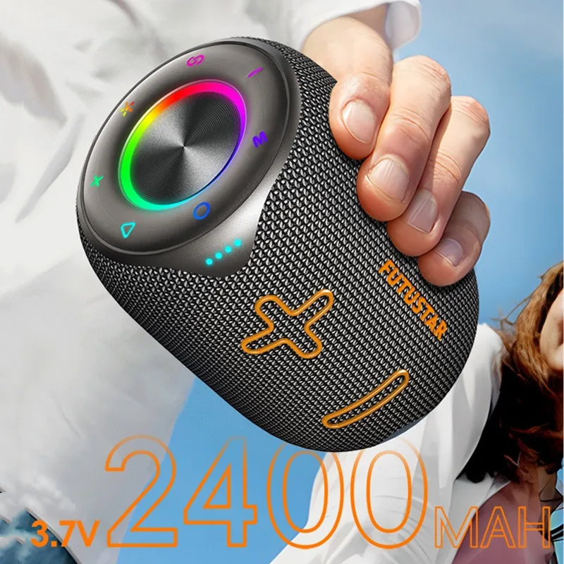 Mini Portable Bluetooth5.3 Speaker RGB Outdoor Waterproof Subwoofer TWS Loud Stereo Card Speakers Support AUX USB TF Card Player