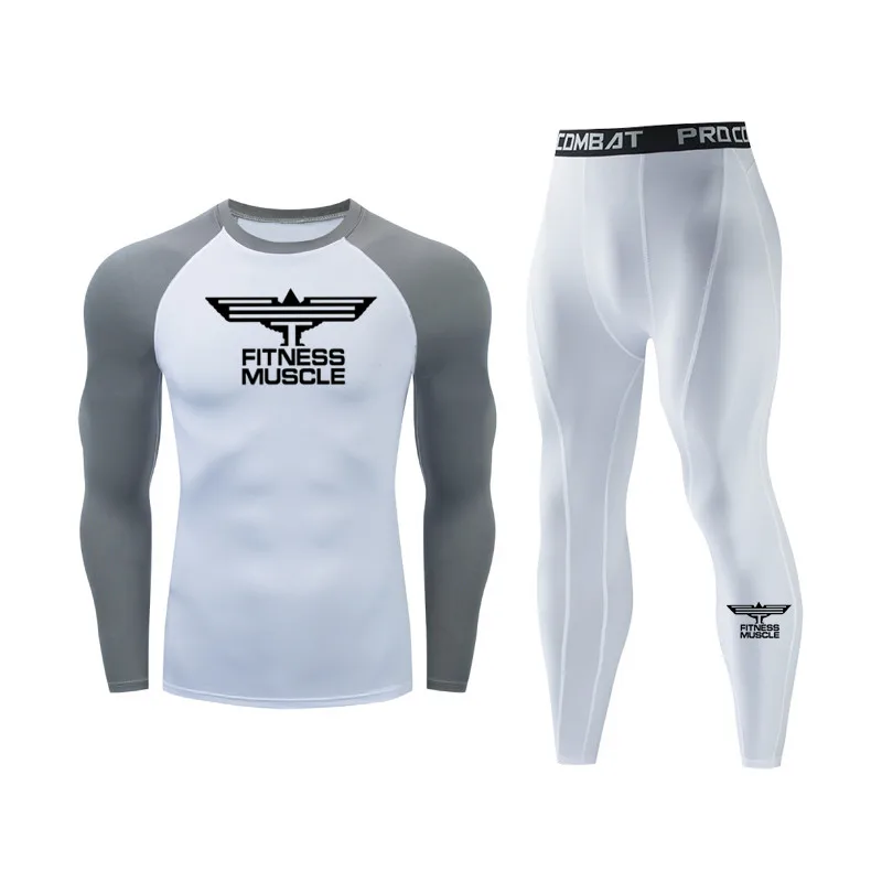 Men Running Set Compression Gym Clothing Sportswear Quick Dry Tights Sport Suit Long Sleeves Muscle Fitness T-shirt + Pants image 3