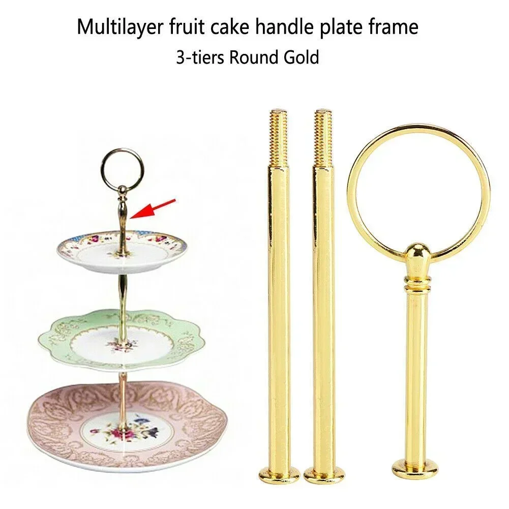 

3 Tiers Crown Cake Stand Fruit Plate Handle Fitting Hardware Rod Stand Holder For Wedding Party Making Cupcake Platter Serving