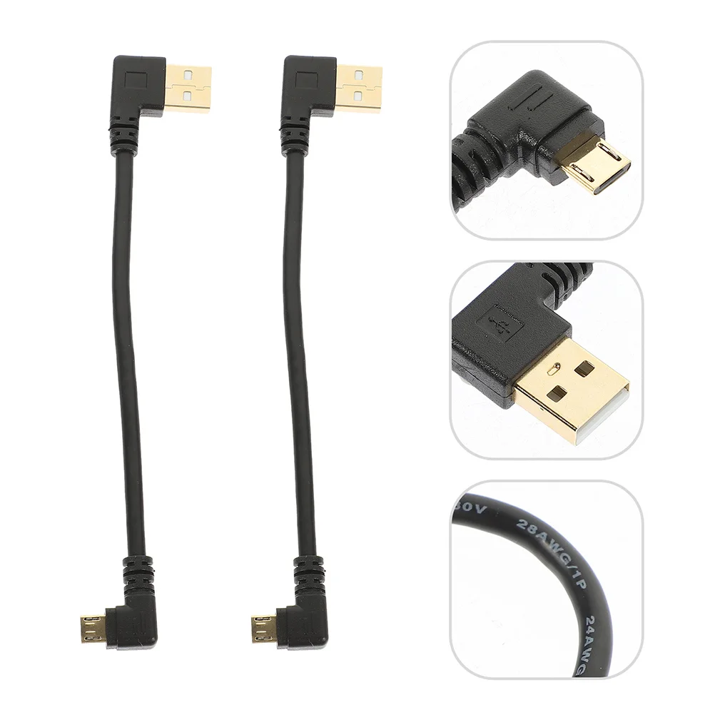

2Pcs Micro USB to USB Cable 90 Degree Right Angle for Fast Charging Data Ideal for Cars Desks Confined Areas