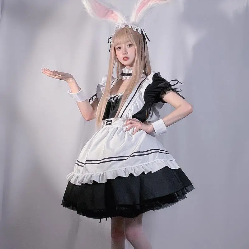 

Cosplay Sexy Maid Costumes Black White Maid Outfit Anime Gothic LolitaMiad Dress Kawaii Fairy Uniform Plus Size Lingerie Clothes